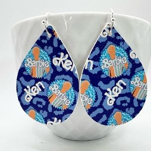 Ken teardrop earrings, lightweight, handmade, vegan leather, Barbie